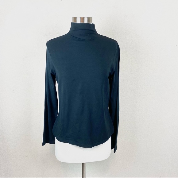 Valerie Stevens Top NWT Black Long-sleeve High Neck - Picture 1 of 7